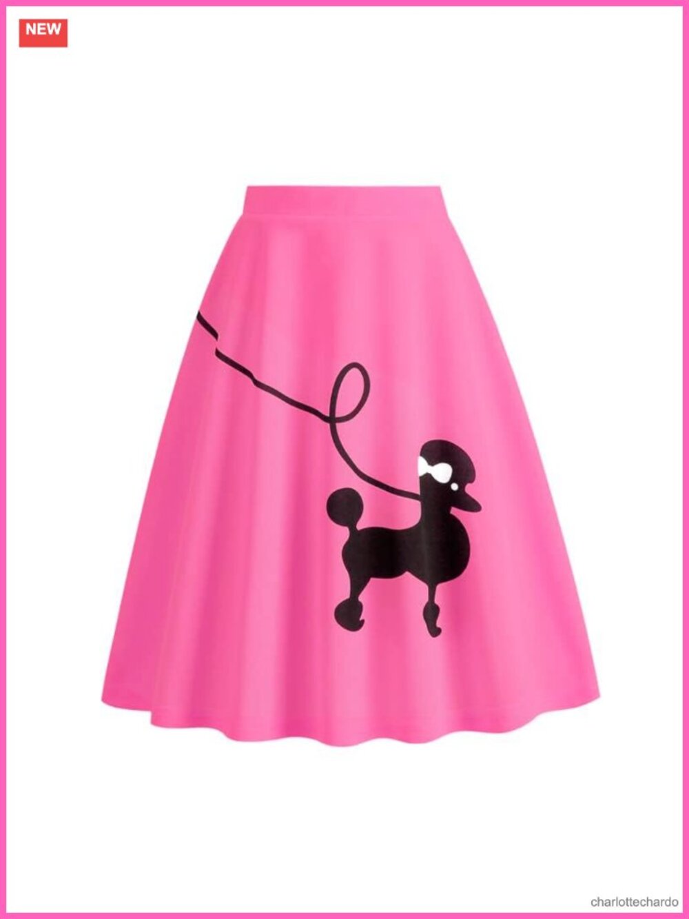 Women's Vintage High Waist Pleated Poodle Skirt 50s Halloween Costume